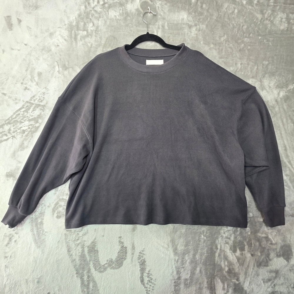 Abercrombie & Fitch Lounge Waffle Knit Thermal Long Sleeve Top Gray L/XL